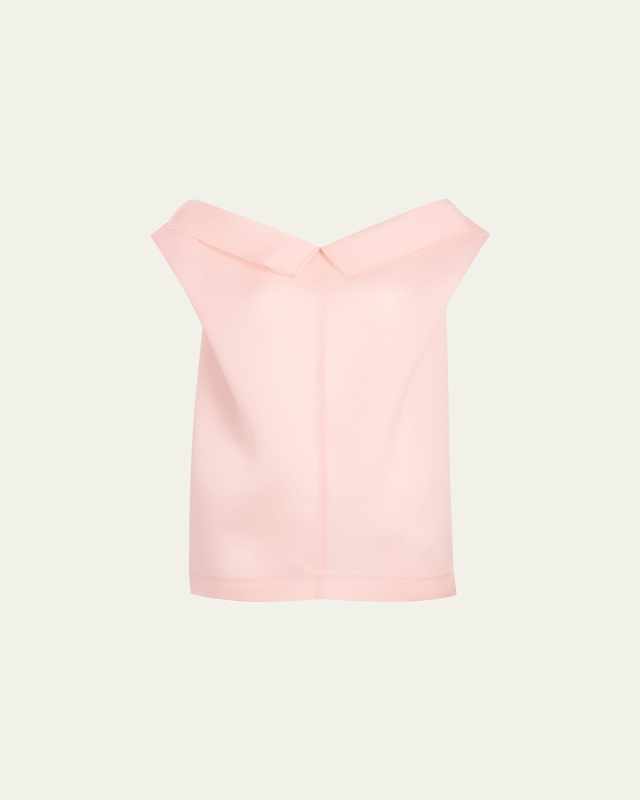 Selly Collared V-Neck Silk Top